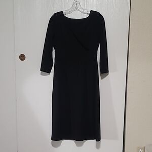 Eddie Bauer a line black dress wrap top waist defining small